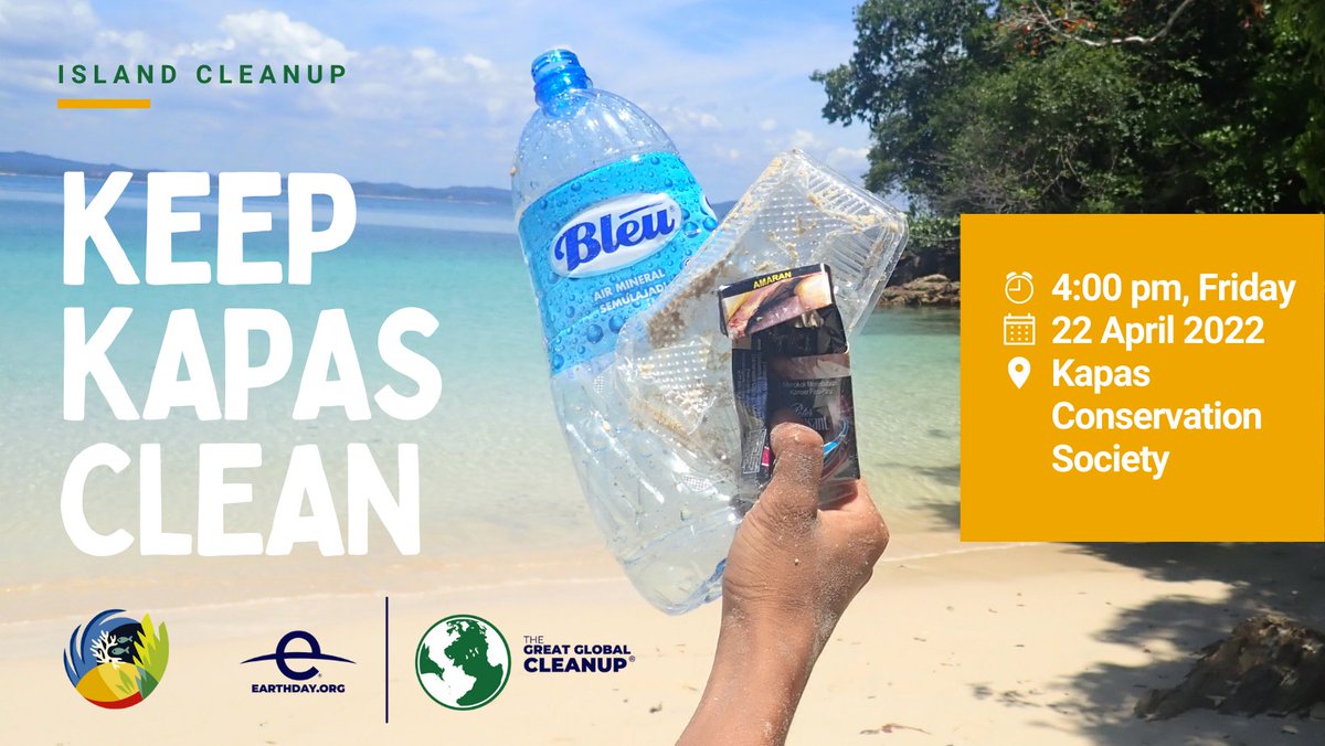 KapasConserve's tweet photo. This Earth Day, we hope that you’ll contribute #GreatGlobalCleanUp and make a positive impact. This is one of the best ways to make an individual difference. 
Join us for a beach cleanup in Pulau Kapas tomorrow at 4pm, 22 April 2022! #InvestInOurplanet #EarthDay #ClimateChange https://t.co/OKeqg5zeWu