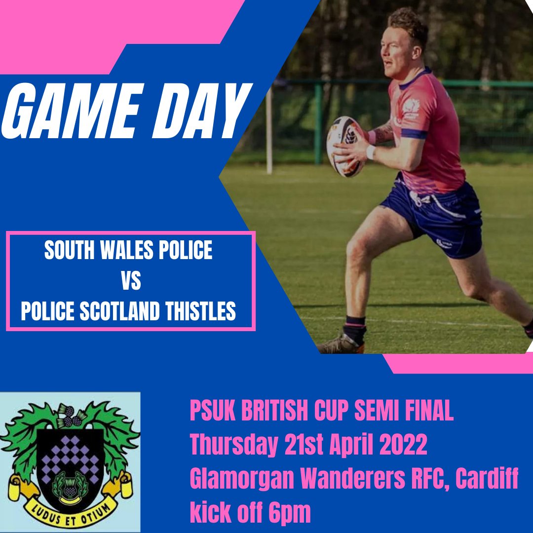 Game Day 🏆 @policesportuk British Cup Semi Final 👕 @SWPRFC 🏟 @GlamWandsRFC 🕕 6pm kick off 🏴󠁧󠁢󠁳󠁣󠁴󠁿👮‍♂️🐷🏉 #policerugby #policesport #scottishrugby #psuk