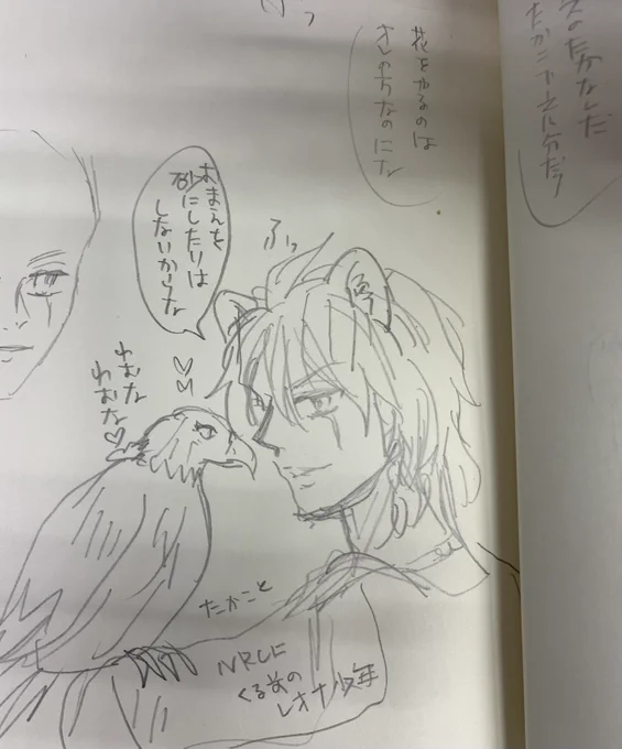 NRCに入る前のレオナ第二王子と王子に恋する鷹のたかこ🦅(キングスカラー王室所有の鷹狩りの鷹 