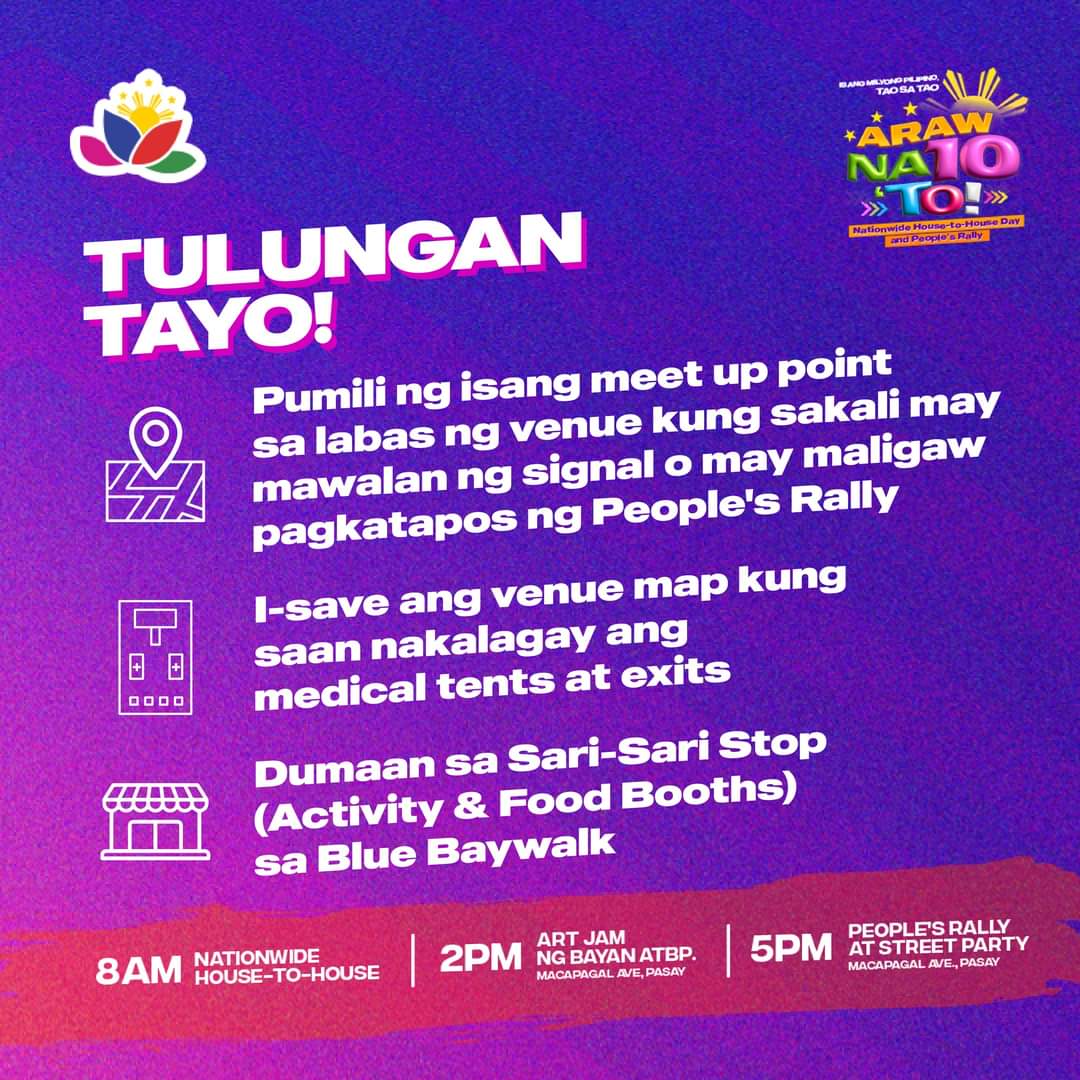 rpc_makati's tweet photo. Handa na ba kayong magtipon-tipon para sa kaarawan ni Leni Robredo?

Higit sa lahat, pwede pumili kung saan gusto pumwesto. Mayroon tayong tatlong entablado sa kahabaan ng Macapagal Ave. sa Pasay: Diokno, Seaside at EDSA!Paalala lamang na walang entrance sa likod ng Diokno stage. https://t.co/4oSNNKc587