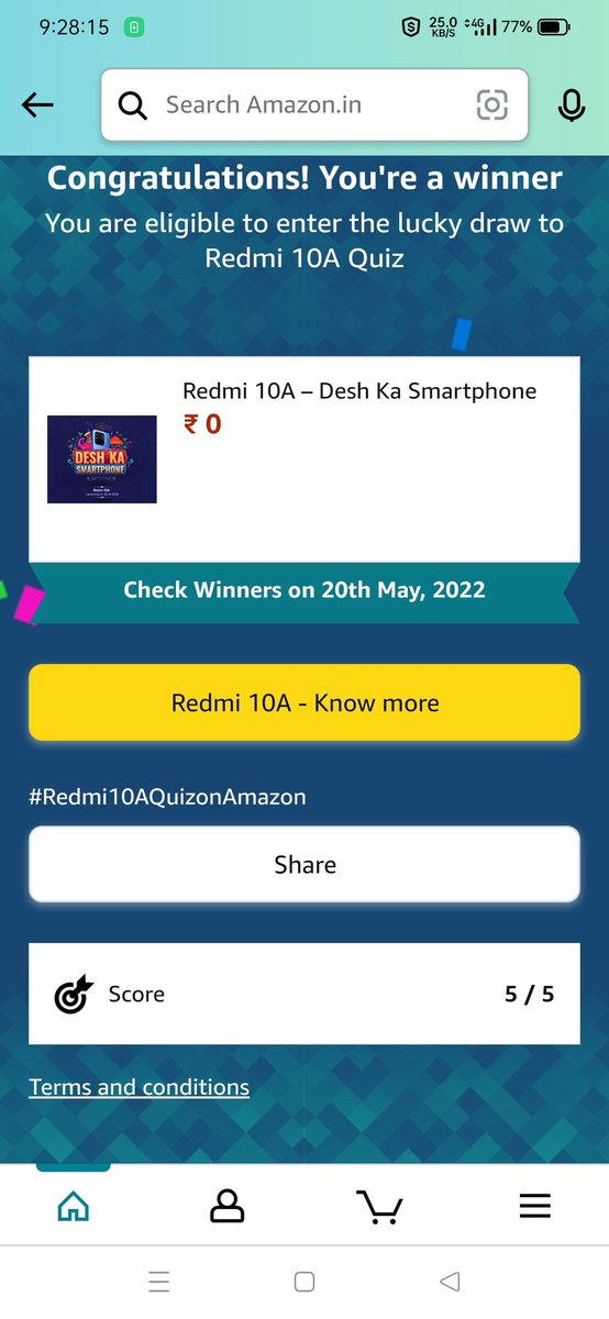 VIKASGU31949818's tweet photo. @xiaomiindia @amazonIN  #Redmi10A, #Redmi10AQuiz

I played this interesting Quiz on Amazon-Play games at Amazon FunZone  https://t.co/CW1SXbEXF5 https://t.co/C3TdTc3uP1
