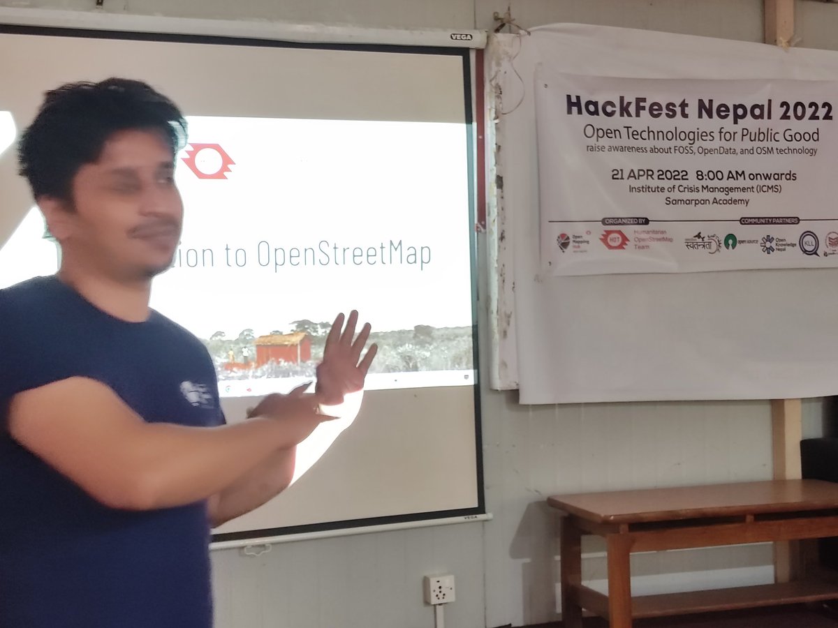 AryalNishan's tweet photo. Happening Now
@NirabPudasaini Tech and Innovation Specialist at @openmapping_ap talking about #OpenStreetMap and its usability for #PublicGood
#OSM #RemoteMapping #HackFestNepal #OpenData #TaskingManager #DigitalTransformation https://t.co/MqQxi7wohl