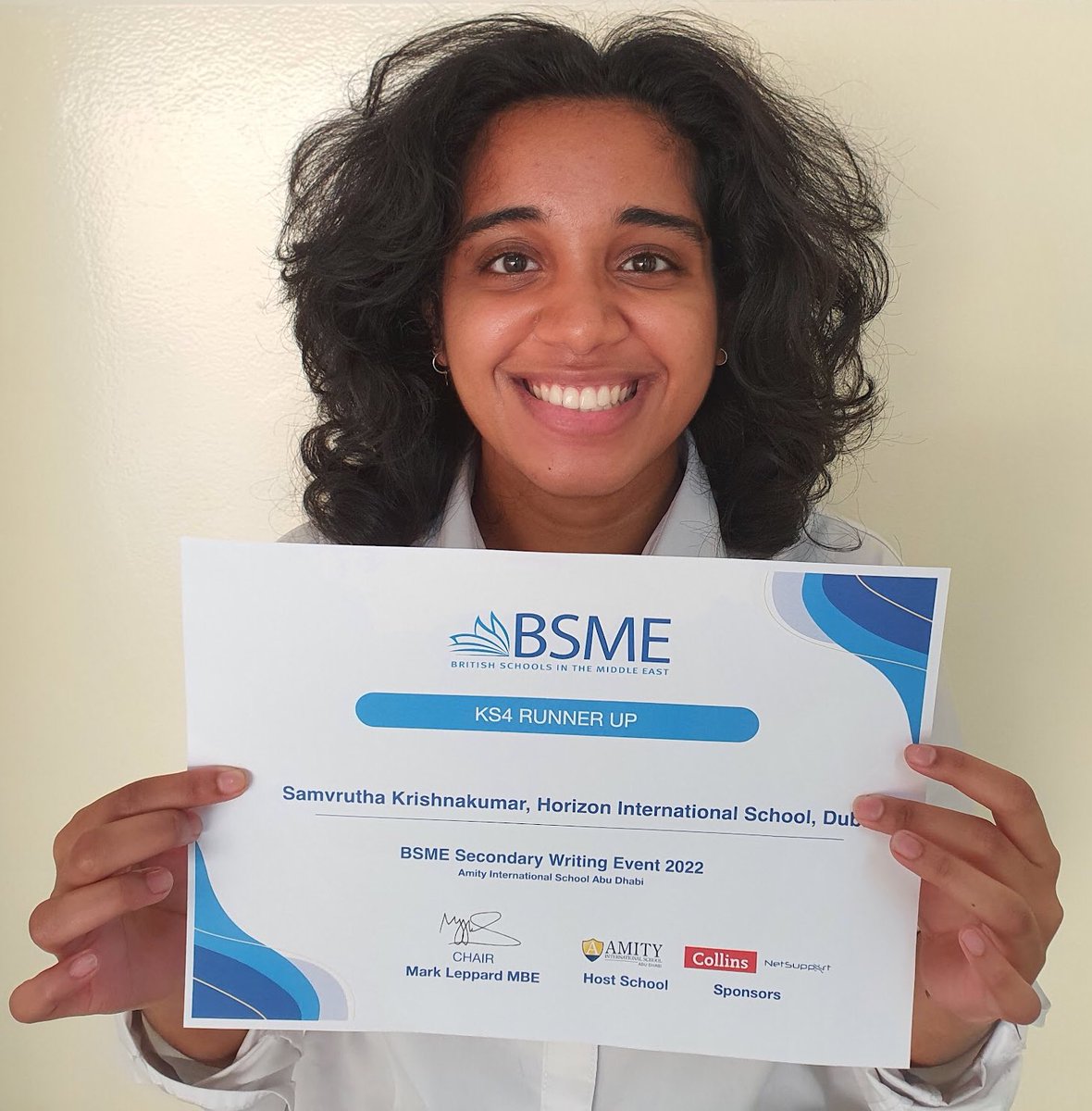 EnglishHis's tweet photo. A huge congratulations to Samvrutha Krishnakumar who came runner up in the BSME writing competition for KS4. What an achievement! Well done! 👊🏼🖌🏆👏🏽☺️📚🙌🏽 @HISDubai #everyonecounts #everyonecontributes #everyonesucceeds https://t.co/mFOfOmUAXh