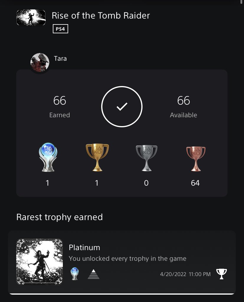 Tara 🎮🏆 on Twitter: "Platinum 118 - Rise of the Tomb Raider🏆 Absolutely loved story part of this game had a ton of fun playing it! Score Attack wasn't fun