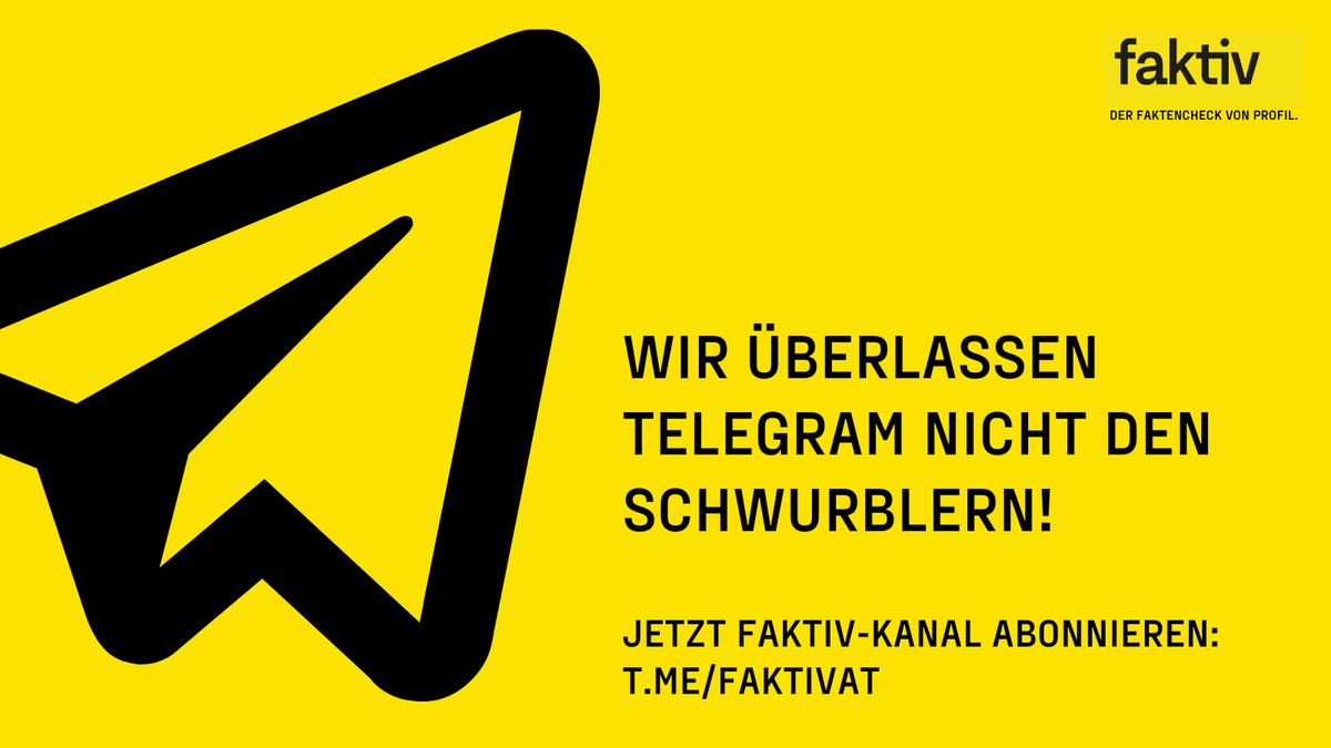 profilonline's tweet photo. Sie wollen keinen #faktiv-Faktencheck mehr verpassen? Abonnieren Sie jetzt unseren Kanal auf Telegram! https://t.co/pQsyN0AOCw https://t.co/o2O0LqCwSN