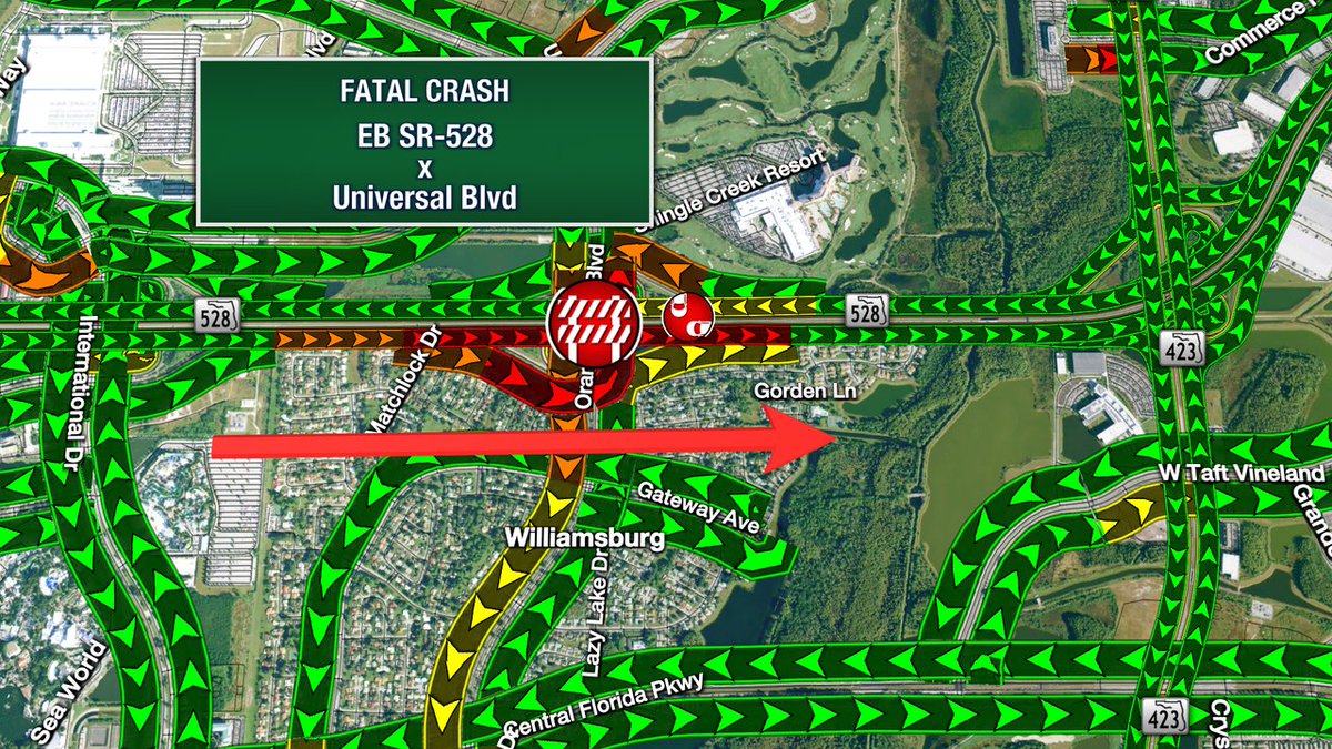 ** MAJOR TRAFFIC ALERT **
EB SR-528 - CLOSED at Universal Blvd
- <a href="/FHPOrlando/">FHP Orlando</a> working a FATAL CRASH 
- EB lanes will be closed for the morning commute