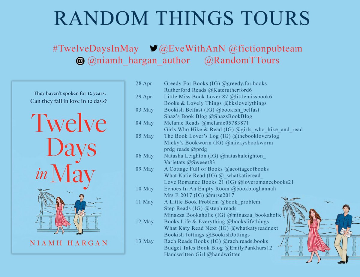 Join #RandomThingsTours Bloggers for the #TwelveDaysInMay by @EveWithAnN Blog Tour @fictionpubteam 
Begins 28 April 💙

@KateRutherford6 
@bookslifethings 
@BookishJottings 
@EmilyPankhurs12 
@handwritten