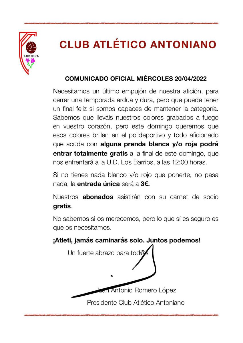 📣 𝐂𝐎𝐌𝐔𝐍𝐈𝐂𝐀𝐃𝐎 𝐎𝐅𝐈𝐂𝐈𝐀𝐋
¡Juntos a por el objetivo!❤️🤍📈