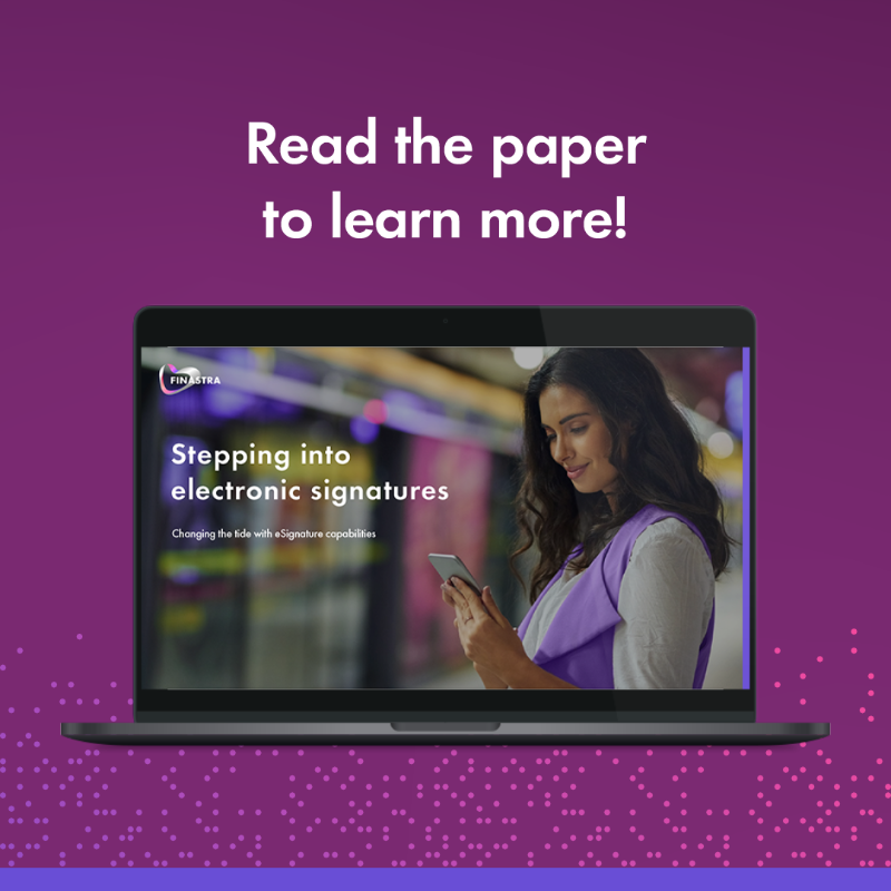 FinastraFS's tweet photo. ✨End-to-end digitization is here, with #eSignatures closing the gap between digital and paper-based loan processing. 

Read our white paper to learn more.

#DigitalLending