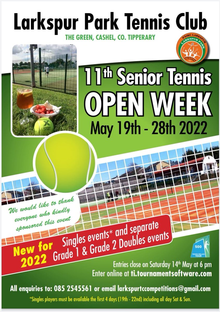 tennisciac's tweet photo. Another Tennis Tournament to look forward too and join in to play🎾🎾 @Munster_Tennis @Tennis_Ireland https://t.co/A8c76qxyAp