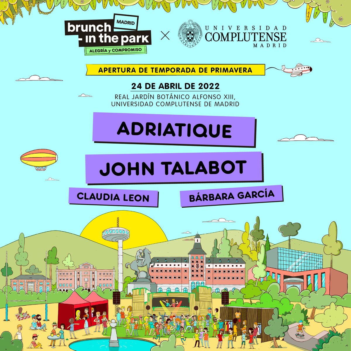 casaestudiante's tweet photo. Este domingo llega el @brunch_madrid 🎊 a la @unicomplutense 

👉 Recuerda que tienes descuento exclusivo como #estudianteUCM

•#1MAD
🗓 24 de abril
📍 Jardín Botánico Alfonso XII

➡ Accede con el siguiente link:  https://t.co/mT1cZBmW4I https://t.co/iYqXb1L9Zm