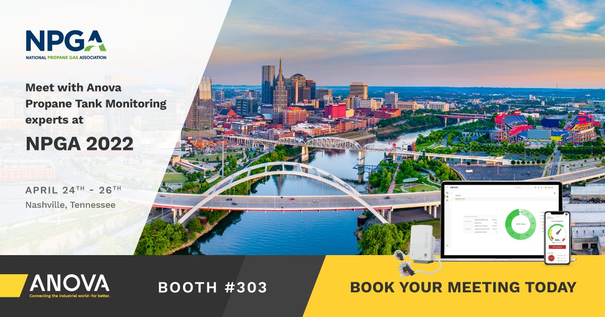 It's almost here! Join <a href="/anovasolutions/">Anova</a> #propane tank monitoring experts at 2022 #NPGA Southeastern Convention &amp; International Propane Expo in Nashville, Tennessee, starting April 24. Book your meeting today: hubs.la/Q018xW2j0
<a href="/NPGAPropane/">National Propane Gas Association</a> #NPGA2022 #BusinessIntelligence