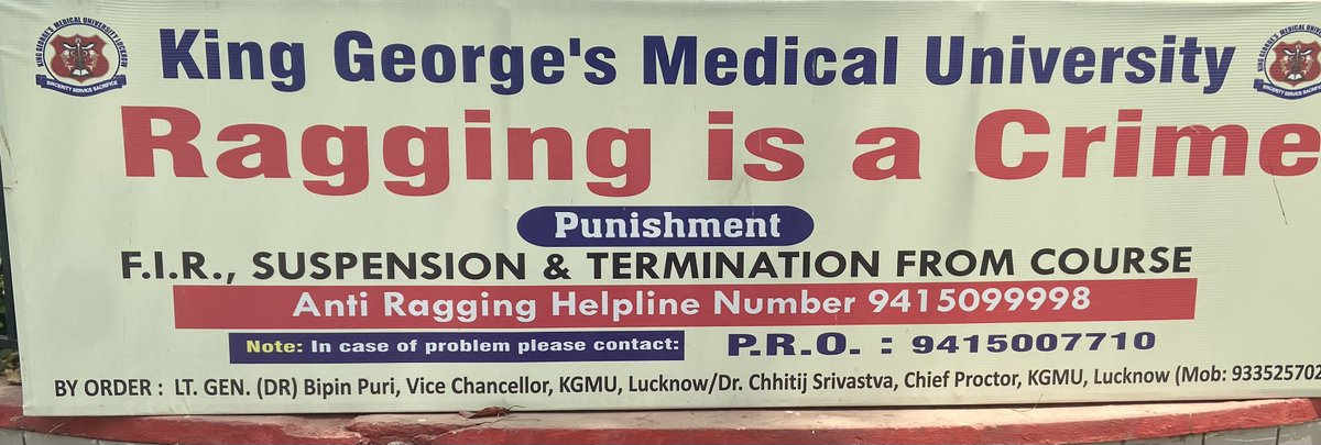 kgmu_medical's tweet photo. SAY NO TO RAGGING 👉Be our buddies in spreading messages of 🗣 #NoToRagging
Ragging is Strictly prohibited in KGMU #zerotolerance to #ragging
#AntiRaggingHelpline @EduMinOfIndia
@anandibenpatel @brajeshpathakup https://t.co/LtrAnh81pI
