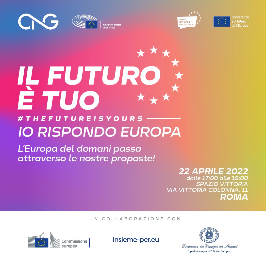📣🇪🇺 L'Europa del domani passa attraverso le nostre proposte!
🗓 Domani, ore 17
📍Spazio Vittoria, Roma

🗣️VP <a href="/pinapic/">Pina Picierno</a> <a href="/brandobenifei/">Brando Benifei</a>
<a href="/BonfriscoAnna/">Anna Cinzia Bonfrisco</a> <a href="/chiaragribaudo/">Chiara Gribaudo</a> 
<a href="/augustamontarul/">Augusta Montaruli</a> <a href="/maxsmeriglio/">Massimiliano Smeriglio</a> 
<a href="/Antonio_Tajani/">Antonio Tajani</a> <a href="/MariaC_Pisani/">Maria Cristina Pisani</a> 
<a href="/AParentiEU/">Antonio Parenti</a> <a href="/CorazzaEP/">Carlo Corazza</a> 

#ilFuturoèTuo #insiemeper