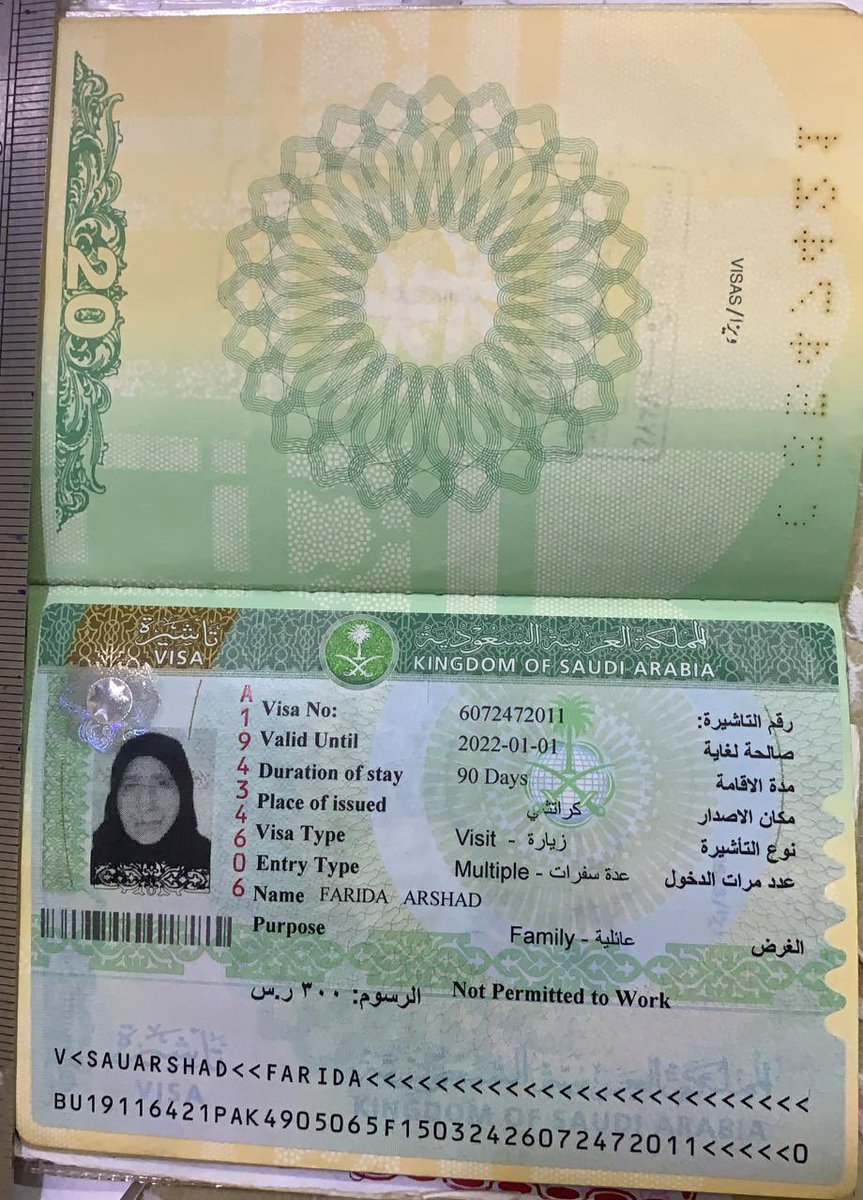 Abrash381's tweet photo. @KSAmofaEN @AljawazatKSA @PakinSaudiArab @MOISaudiArabia please advise my parents can travel on attached visa of 365 days as 6 months still remaining and visa start from 14 oct 2021 they were coming to KSA however airline ticket staff did not allowed for boarding from khi pak https://t.co/g6fr4vLpJM