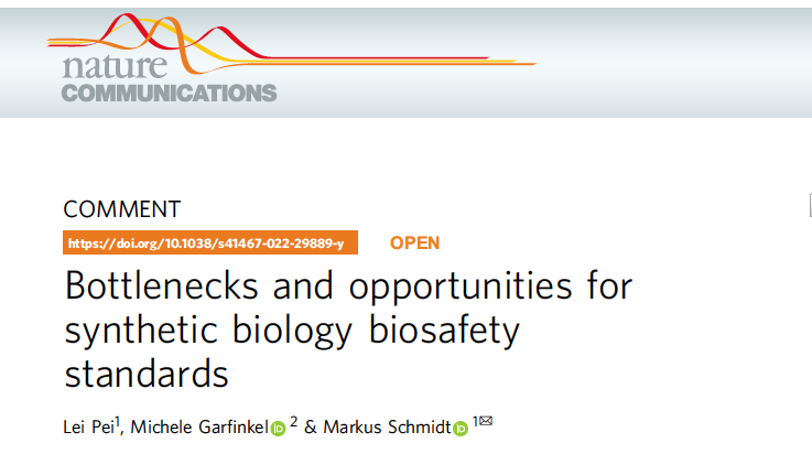 MarkusSchmidt97's tweet photo. Just published "Bottlenecks and opportunities for synthetic biology biosafety standards" in @NatureComms with @MichGarfinkel and Lei Pei. https://t.co/iKgt6KPqk6  @Biofaction @vdlorenzo_CNB @NewcotianaP @BioRoboost @rosscloney @Jacob__Beal @ManuelPorcar1 @EMBO https://t.co/nIFkU338iu