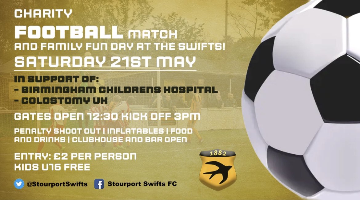 Please share far and wide as we finish the season with our annual charity fun day. Some great causes to support and we should have a few stars taking part in the match aswell. A great day out for all the family 💛🖤⚽️