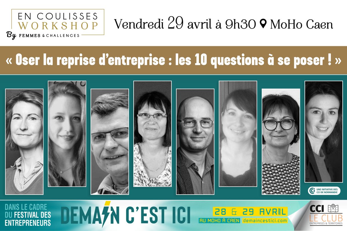 👉 Pour se préparer au mieux lors d’un projet de reprise d’entreprise, rien ne vaut l’expertise et la franchise de nos 8 intervenants sur le sujet ! 📅RDV le 29 avril, de 9h30 à 12h30 au @joinMoHo à Caen lors du festival Demain c'est ici de @CCICaen lnkd.in/gxD7_rhF