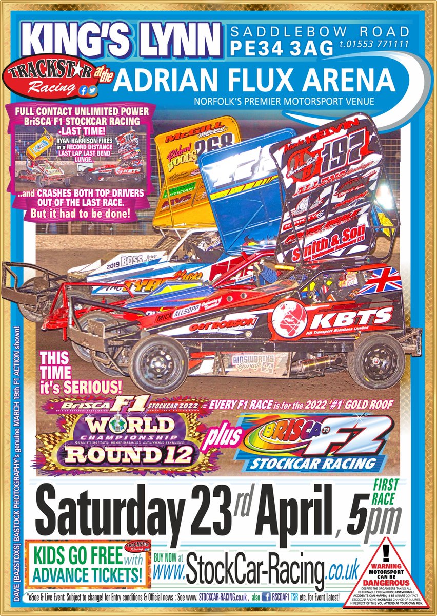trackstaruk's tweet photo. Coming up next...BriSCA action! The superb F1 and F2 Stock Cars, Saturday 23rd April, 5pm. 

There are 46 F1 Stock Cars &amp; 58 F2 Stock Cars booked in to race.
 
Advance discount tickets available now

https://t.co/Y9CIyuD1Vg

We hope to see you there. 🏁 https://t.co/IYWUV7j7DF