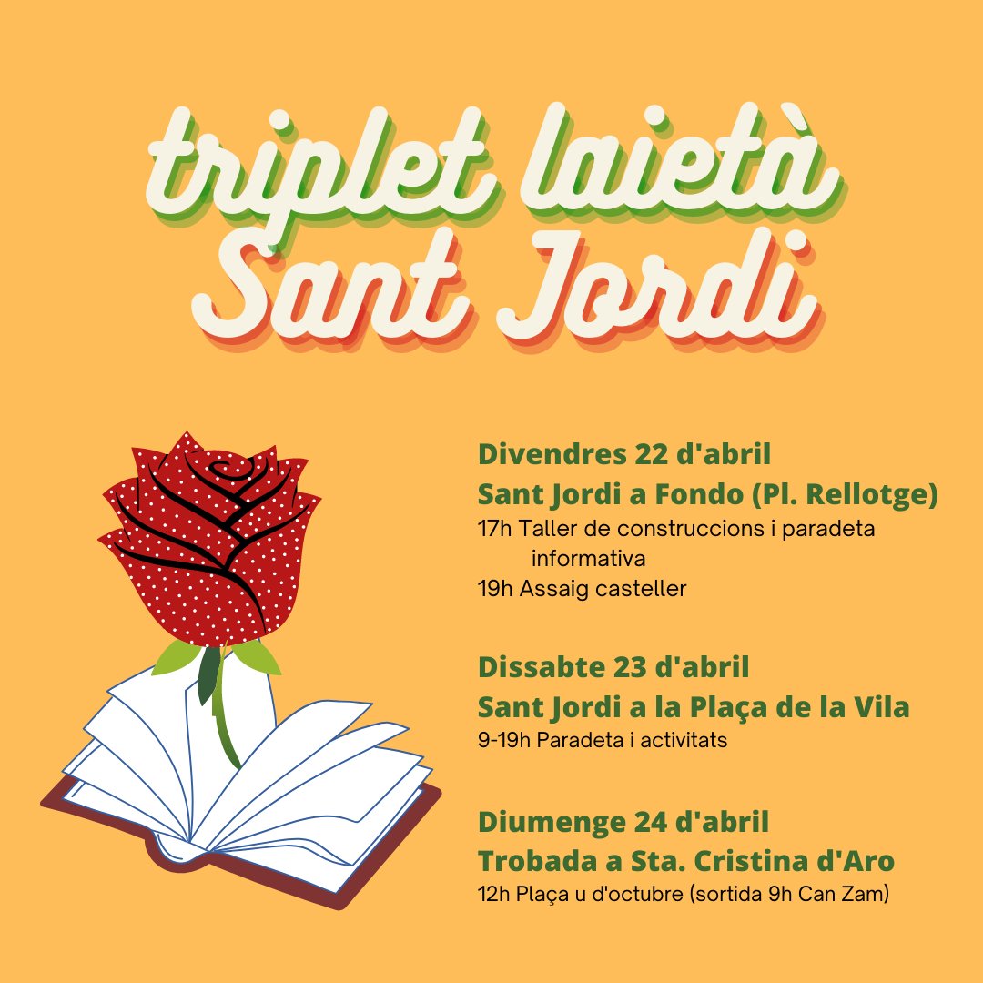 cclaietansgram's tweet photo. Tornem de vacances amb les piles carregades! 🔋 I ho fem amb triplet laietà per #SantJordi !💚💪
#castellers #castells #Gamenet #laietans #SantaColoma #SantJordi22 #verds #santako https://t.co/q99rINrTqT