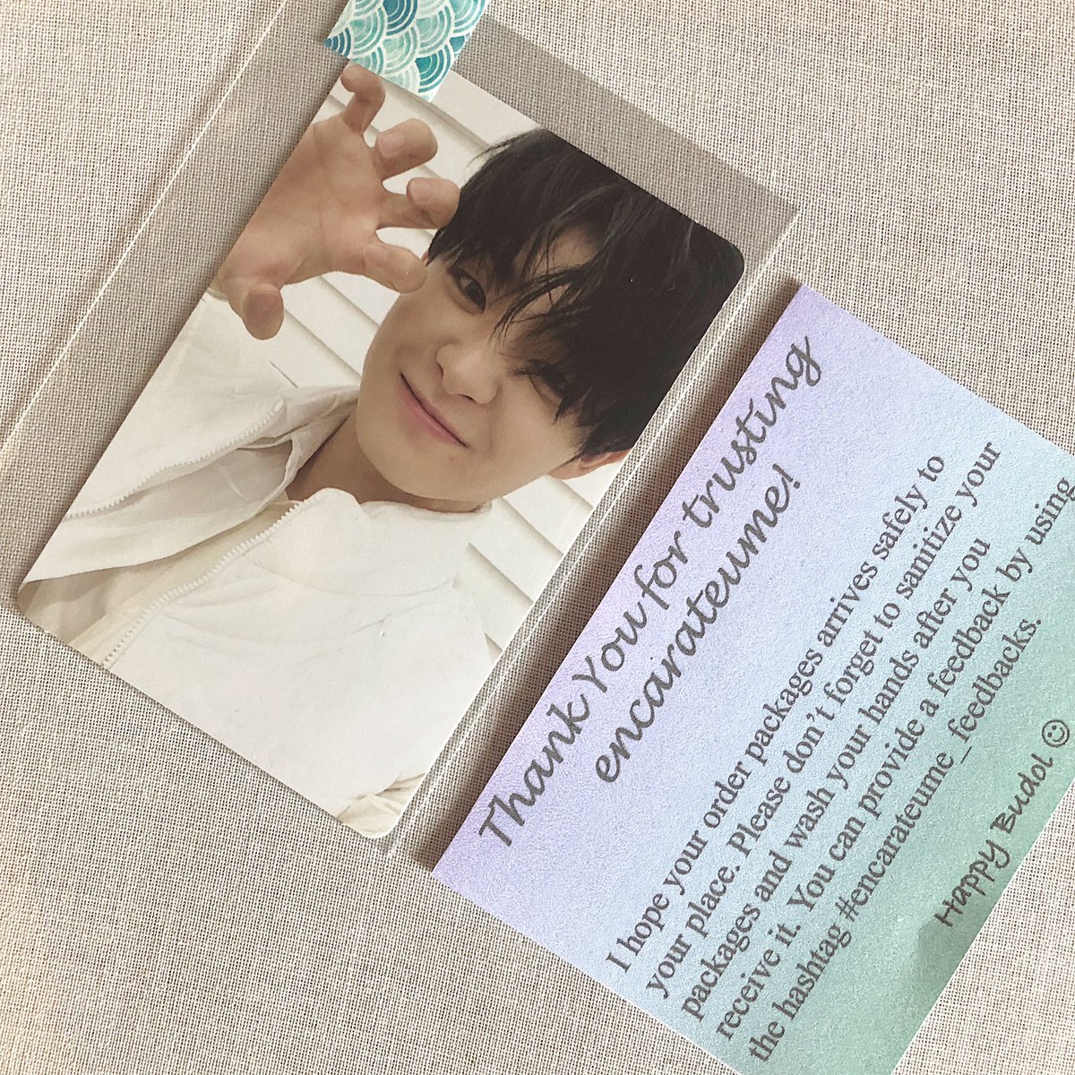 seokhanji's tweet photo. #yaymails 

hi @encarateume_ ! jihoon rawr came home safely 🥹🤍 thank u for packing it well

#encarateume_feedbacks https://t.co/KDspOBDyFu