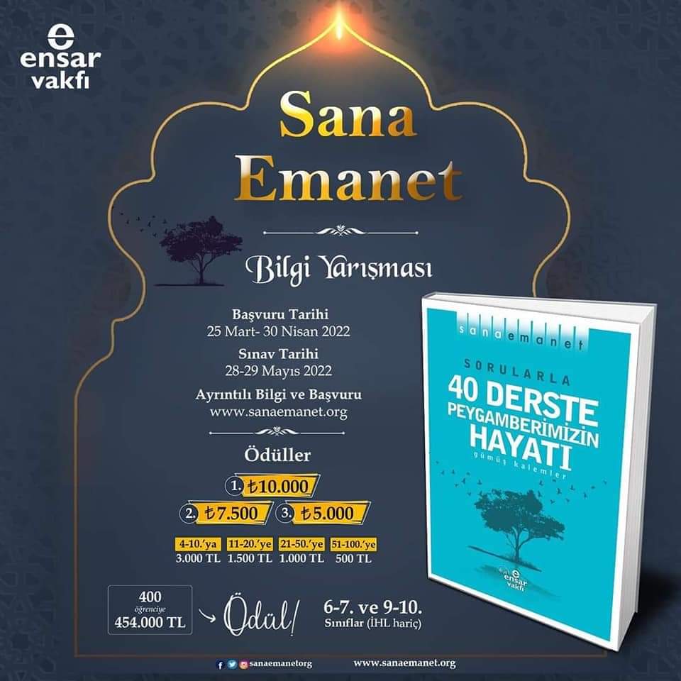 Rasulullah (SAV)'in Hayatını tekrar okumak için yarışma tadıyla bir fırsat. #sanaemanet
