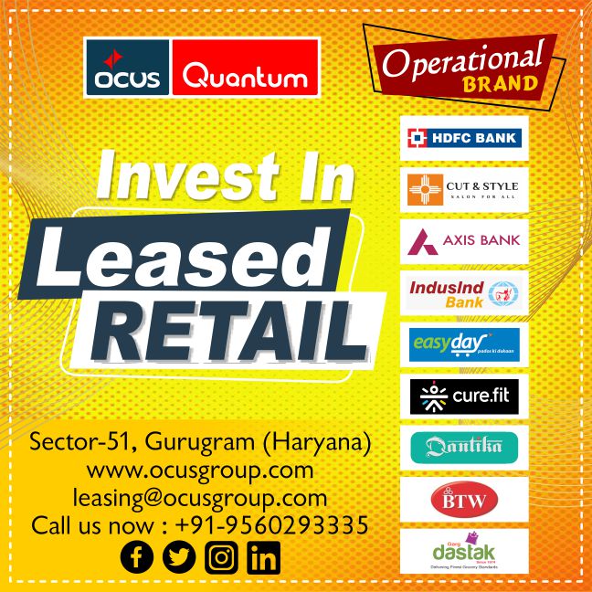 ocus_group's tweet image. OCUS QUANTUM | INVEST IN LEASED RETAIL
#mall #retail shops #office spaces #cafe #utilities #kids shop #food court #real estate #business #booking #purchase #sale #leasing
#Sector-51, Gurugram, Haryana #leasing@ocusgroup.com #www.ocusgroup.com #+91-9560293335