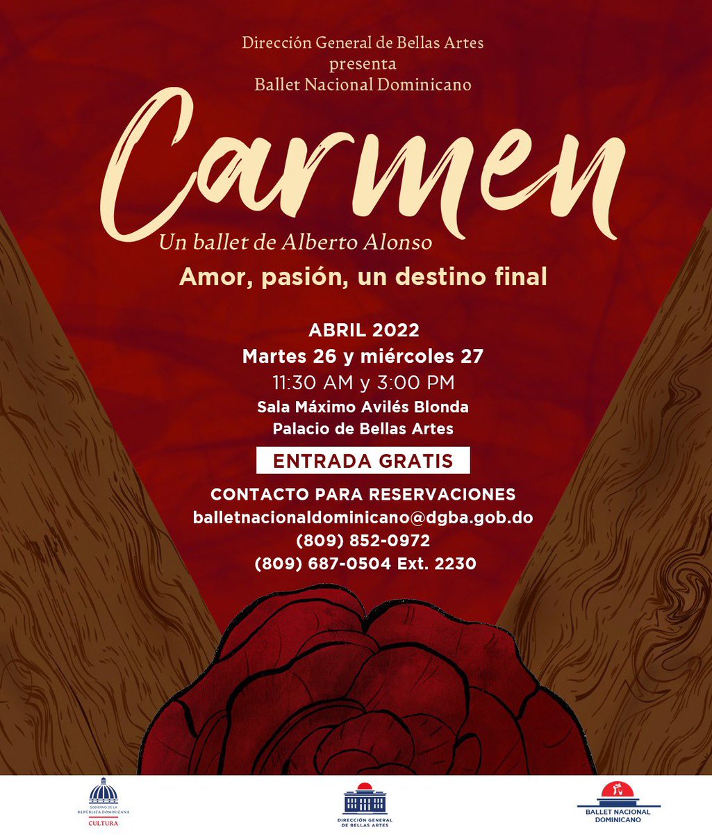 Invitamos a los colegios públicos y privados, escuelas de arte, bachilleratos en arte, departamentos de arte y danza de colegios y universidades y centros educativos en general a estas funciones educativas de CARMEN 🌹
‼️Llámanos para reservar tu grupo con tiempo. #SoyBND