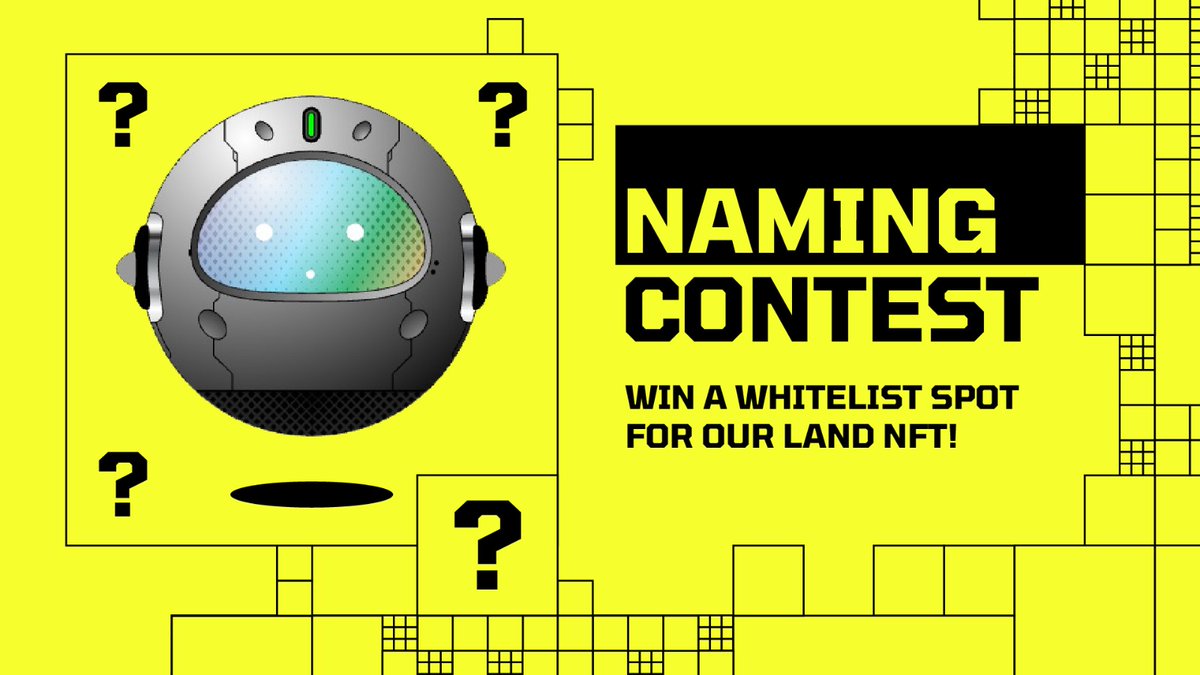 Gigaspace2140's tweet photo. 🛸 Win a WL spot in our Naming Contest! 🛸

Space travelers! We need your help in naming our little android 🙇‍♂️

Winners will get a WL spot for our land NFT 🗺️.

Join our contest here: https://t.co/IM7vYiWkNt https://t.co/5Flbppc6cE