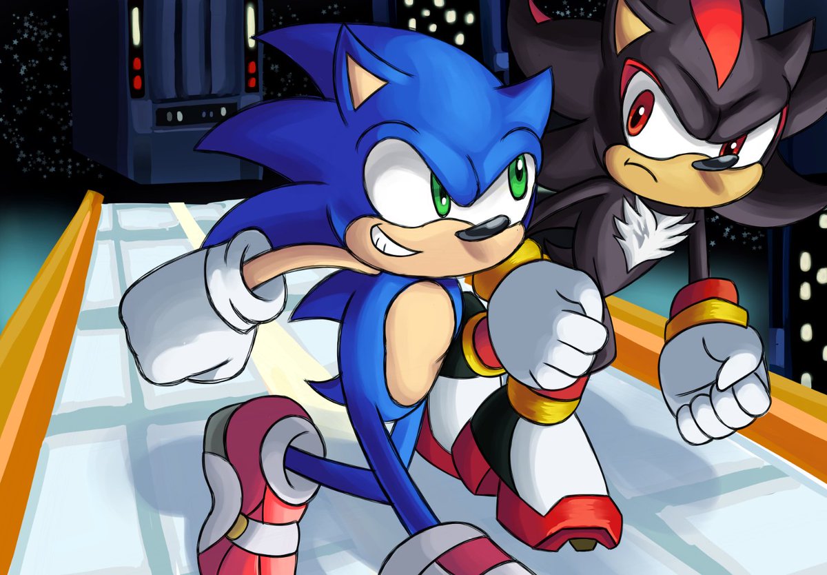 Teegaken's tweet photo. Sonic vs Shadow doodle 

#SonicTheHedgehog #SonicFanart https://t.co/Wq1wEoTv07