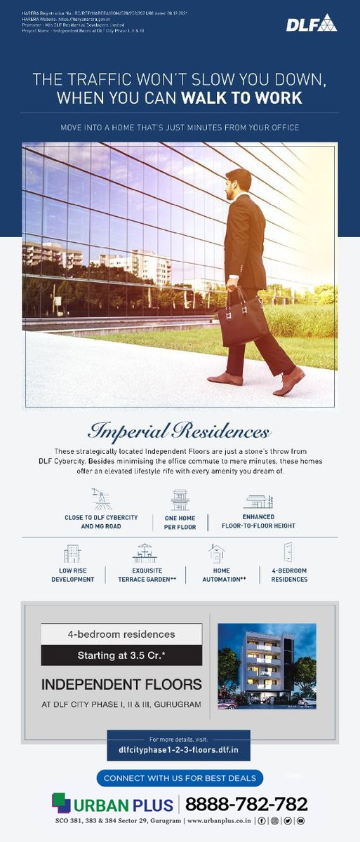 UrbanPlus's tweet photo. DLF IMPERIAL RESIDENCES
Independent floors at DLF City Phase 3, Gurugram
Luxurious 4 Bedroom Residences
Contact us: 8888-782-782
#DLF #dlfgurgaon #dlfproperties #UrbanPlus https://t.co/HPKDs8CQx6