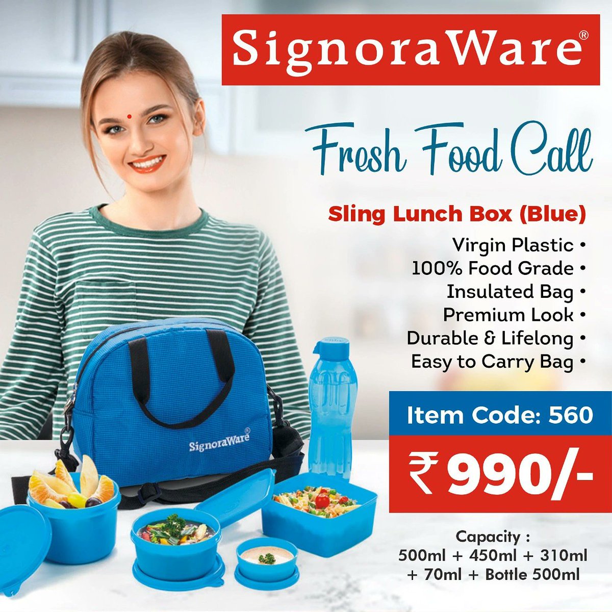 SignoraWare's tweet photo. Fresh Food Call - Sling Lunch Box 

#signoraware #slinglunchbox #plasticlunchbox #bluelunchbox #lunchbox #plastic #safeplastic #school #college #office #sharelunch #kids #kidslunchbox https://t.co/bnTZnXaqb1