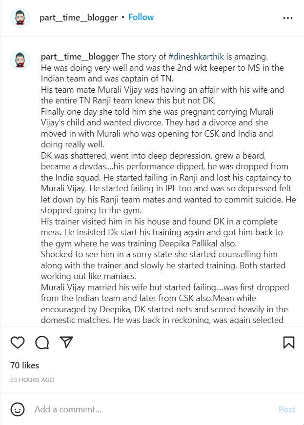 NothingOddNews's tweet photo. Ummm????
What's up with 'the story of #dineshkartik' suddenly appearing everywhere? https://t.co/hAmB1RFcTo