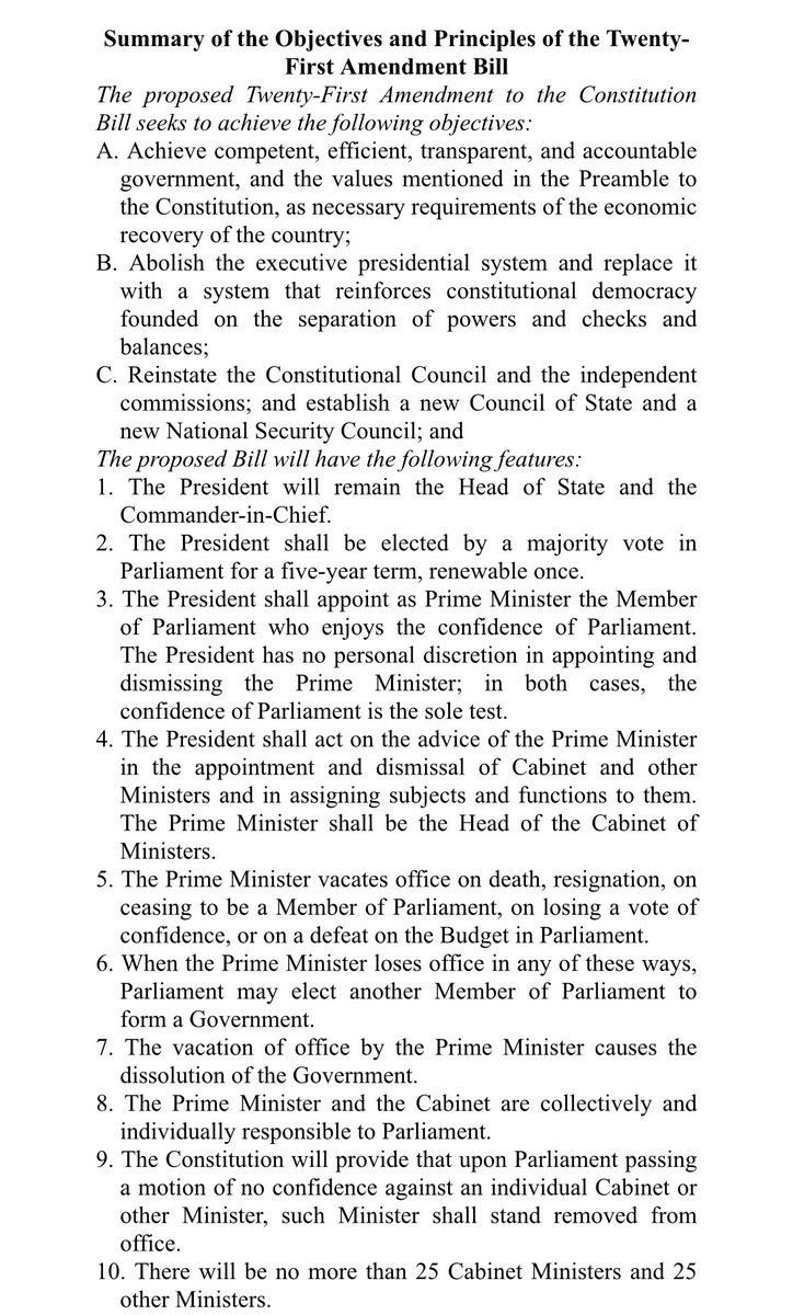 HarshadeSilvaMP's tweet photo. Gen Sec @sjbsrilanka just handed over to Speaker @ParliamentLK 21st Amendment to the #SriLanka Constitution. We hope all 225 MPs will support this most progressive piece of legislation and approve it at the earliest. Here is a summary. https://t.co/MNMSnhtYhO
