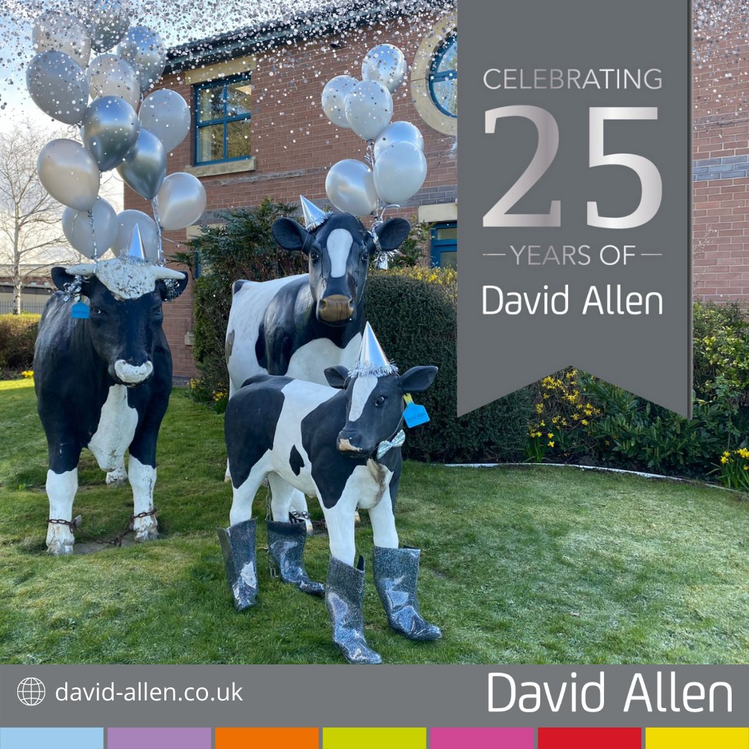 DavidAllenDA's tweet photo. Our cows are suited and booted to celebrate 25 years of David Allen⦠Finlay our calf even has his party boots on!
#25YearsDavidAllen #TeamDA #25YearAnniversar #OurPeople #OurTeam #StaffSupport #OurAmazingTeam #OurAmazingPeople #OurPeopleMaketheDifference https://t.co/zP5lLYdiXk