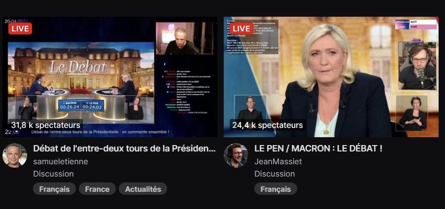 SamuelEtienne's tweet photo. Le vainqueur du débat de l’entre-deux tours, c’est… TWITCH
GG @Sardoche_Lol, @HugoTravers et @JeanMassiet https://t.co/cDY4gUd1Z1