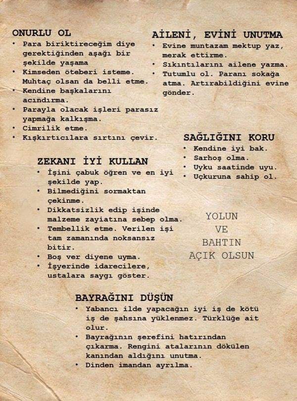 1963, İşkur aracılığıyla Avrupa'ya gönderilen işçilere devlet tarafından dağıtılan örnek davranış listesi.