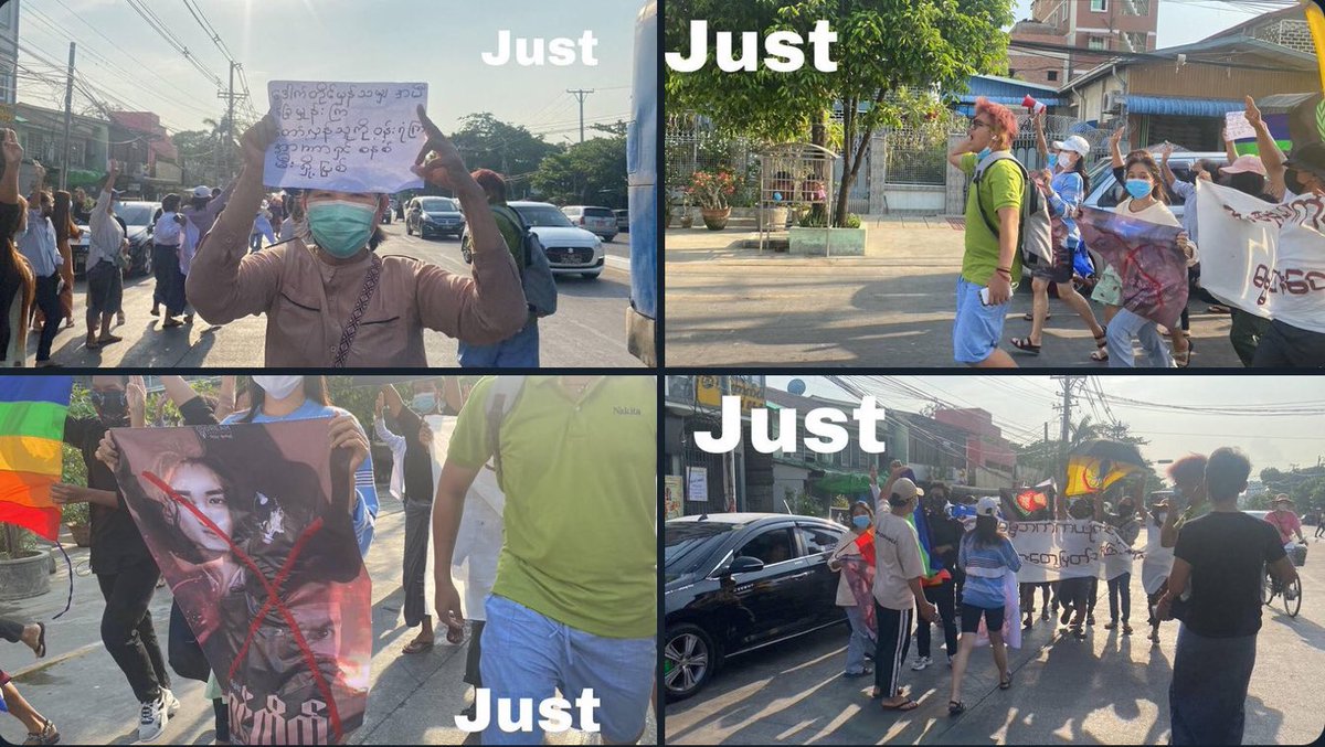 eitphyo68437076's tweet photo. Several protesters were seriously injured and abducted when regime’s security forces rammed a vehicle into anti-coup protesters in Yangon’s South Okkalapa Township on Wednesday evening. #2022Apr21Coup #BanRostec #WhatsHappeningInMyanmar https://t.co/y464p2HHvv