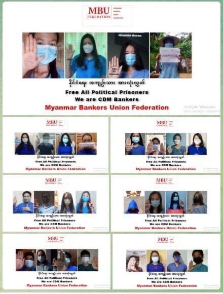 eitphyo68437076's tweet photo. The Myanmar Bankers Union (MBU) staged the #BlueShirtCampaign by expressing their solidarity with Political Prisoners in Myanmar &amp; marked 8th yr anniversary of the death of HanTharWaddy U Win Tin.   #WhatsHappeningInMyanmar #2022Apr21Coup  #BanRostec https://t.co/9OEx8p2Rd1