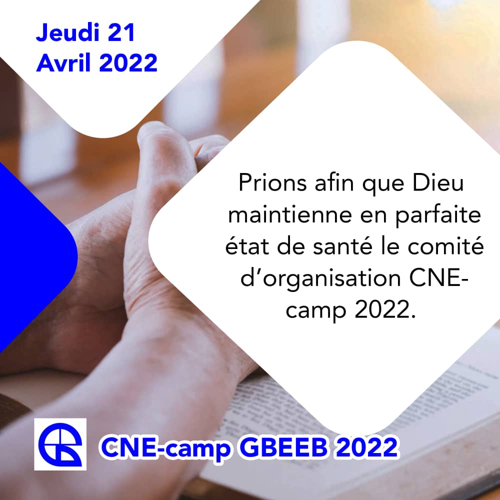 GbeebBenin's tweet photo. Prière quotidienne | CNE-CAMP 2022

Sujet du 21 avril 2022

Demandons à Dieu, une parfaite santé pour le comité d'organisation de la CNE-Camp 2022 ! 

#CneCampNational2022
#PrieresQuotidiennes
#JeParticipeAuCneCampNational
#Gbeeb https://t.co/spq9NZaq1y