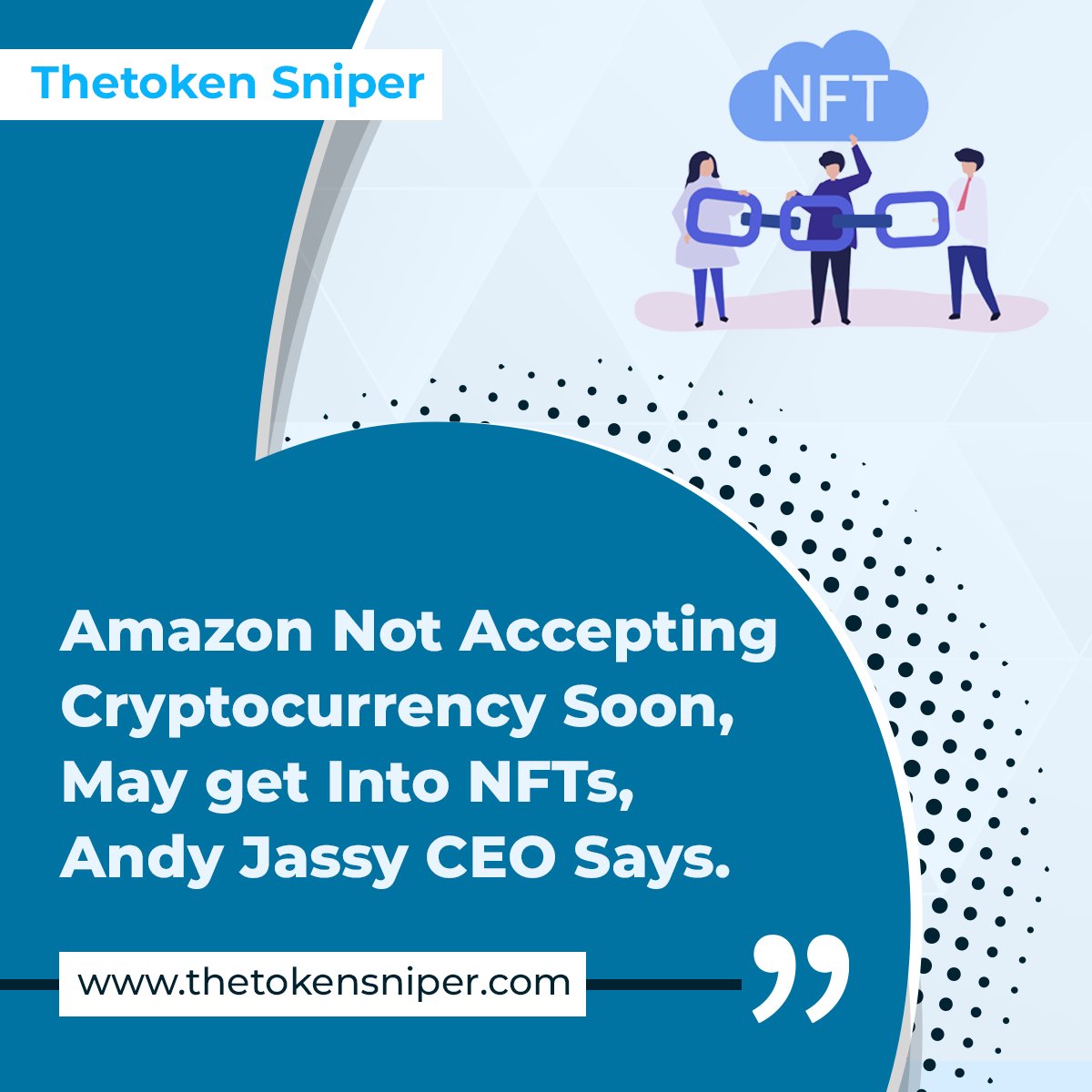 TheTokenSniper's tweet photo. $AMZN not accepting Cryptocurrency soon!

#cryptoding #cryptocurrency #bitcoin #amazon #andyjassy #jeffbezos #nft #nfts #nftcommunity #nftgiveaway #nftcollection #nftnews https://t.co/LgeynpW9Fo