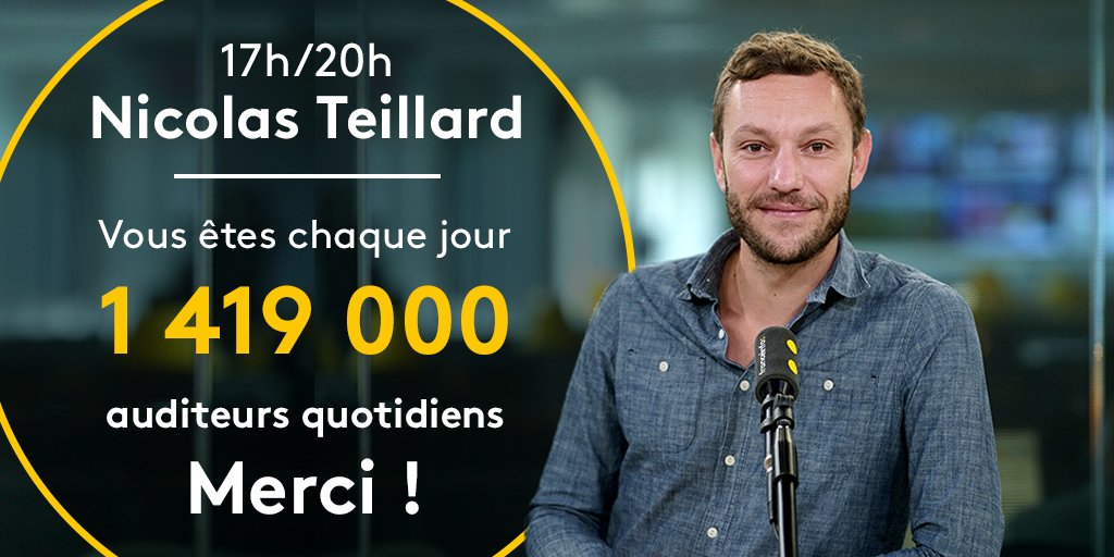 📈 Meilleure audience depuis 19 ans pour le 17h/20h de <a href="/nico_teillard/">Nicolas Teillard</a> avec plus d'1,4 million d'auditeurs ! +243 000 en un an

Merci beaucoup 🙏

#Mediametrie #Audiences (janvier-mars)