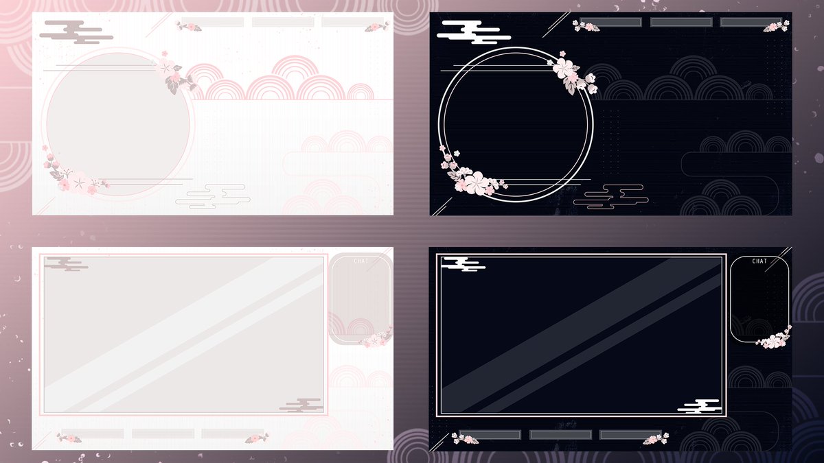* - STREAMING PACK - *

'DAY &amp; NIGHT' is a Free Streaming Asset Pack on my Ko-fi shop! 
- 2 different colours of Chat Screens and Gaming Overlays.

➡️Link in reply!

💗#VTuberAssets
