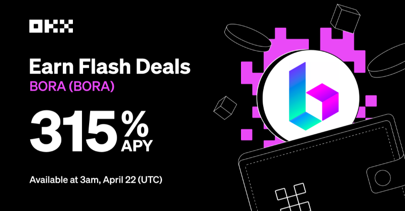 okx's tweet photo. 📣 @bora_ecosystem Flash Deals ⚡️ with 3️⃣1️⃣5️⃣% APY &amp; one-click staking will be available on #OKXEarn starting from 3:00 am Apr 22 (UTC)! 

Staking term &amp; est. rate 🔽
30-day — 3️⃣8️⃣% APY

⤵️ 
https://t.co/PZkfOd1pPa