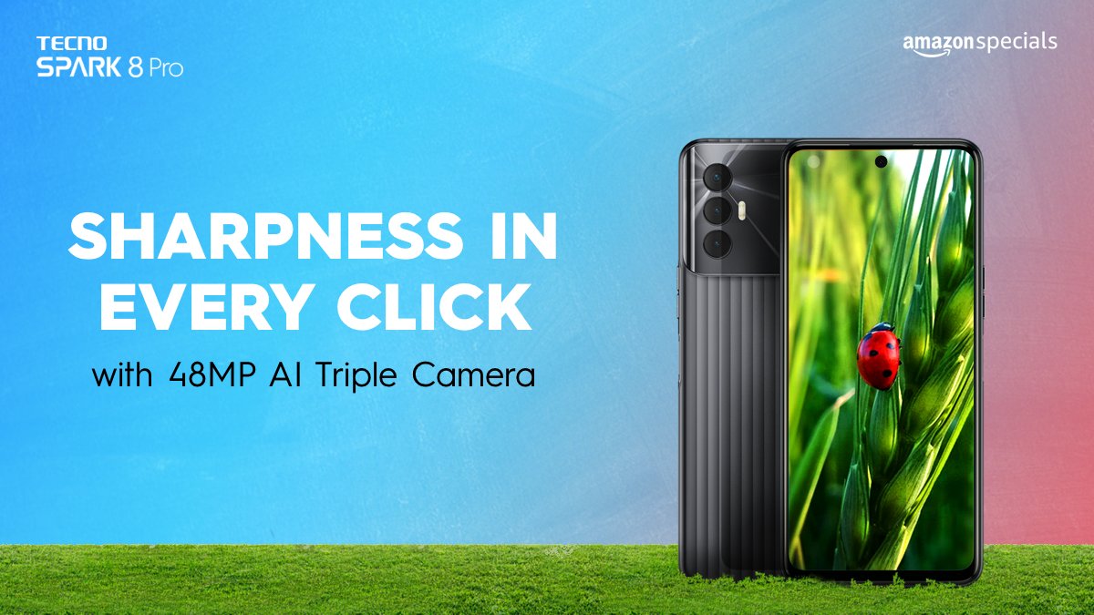 TecnoMobileInd's tweet photo. Get ready to click with clarity on TECNO Spark 8 Pro’s AI Triple Camera. Buy yours today!
Available on @amazonIN: https://t.co/qplxnZcd9a
#TECNO #TECNOMobiles #Spark8Pro #SparkOfBigDreams https://t.co/QvvLIkogIP