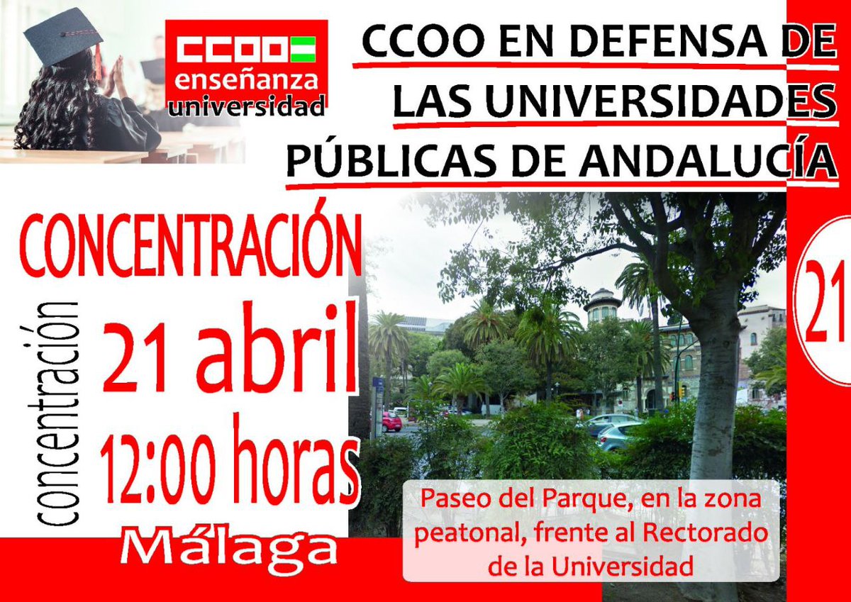 Todo nuestro apoyo a CCOO en la manifestación que tendrá lugar hoy a las 12 frente al Rectorado. Os animamos a pasaros y a apoyarles. ¡Siempre con la pública!