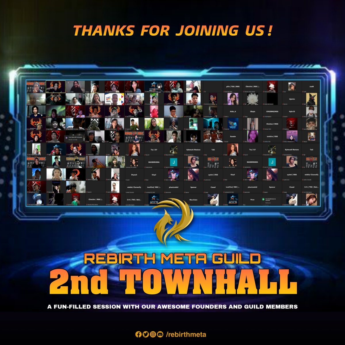 rebirthmeta's tweet photo. We would like to thank everyone for joining us with this fun-filled virtual gathering
Sending love to our awesome Founders and Guild members β€οΈ
LFG! π₯
#RebirthMetaGuild
#WeRMG
#RMG2ndTownhall https://t.co/o7TIG4cgIi