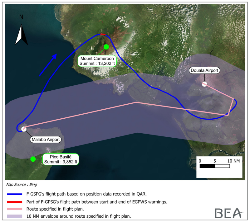 BEA_Aero's tweet photo. 📄 English translation of the report on the serious incident to @Boeing #777 F-GSPG @AirFranceFR on 02/05/2015 near Mount #Cameroon / Activation of EGPWS warning while flying around cloud masses, emergency manoeuvre, at night, en-route at FL90. https://t.co/RMxOeMurc2 https://t.co/GF8hFHeUn2