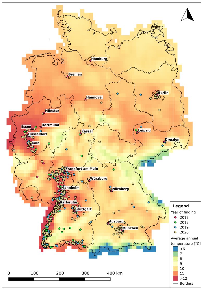 HessBastian's tweet photo. Our new article on the current distribution of the brown marmorated #stinkbug (Halyomorpha halys) in Germany is now online. 
https://t.co/vceRN4twsm

@JKI_Bund @BMEL @EPPOnews #JKI #LTZ #BLE #plantHealth #invasive #pest #bmsb #Pentatomidae #Pflanzengesundheit #Kulturpflanzen https://t.co/QXIZCJpp9u