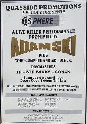 OfficialAdamski's tweet photo. #tbt. As 'promised'..!
-ADAMSKI HQ
.
.
.
#adamski #rave #livemusic #flyer #mrc #Cambridge #party #liveandirect https://t.co/y2vkk2j8gh